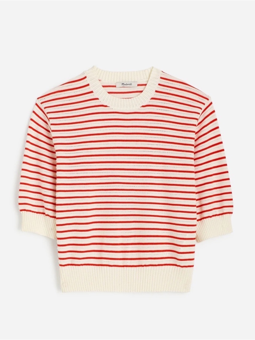 Madewell Textural-Stitch Crewneck Sweater in 100% Cotton